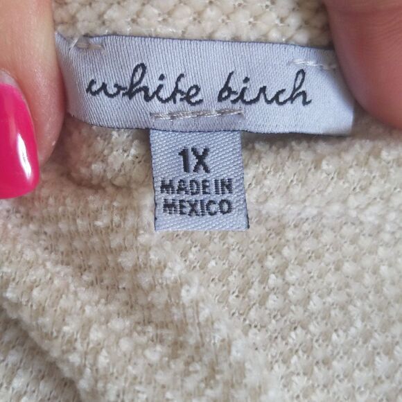 5/$55 White Birch cream waffle knit sleeveless shorts romper w/ rolled hem 1X - Picture 5 of 6